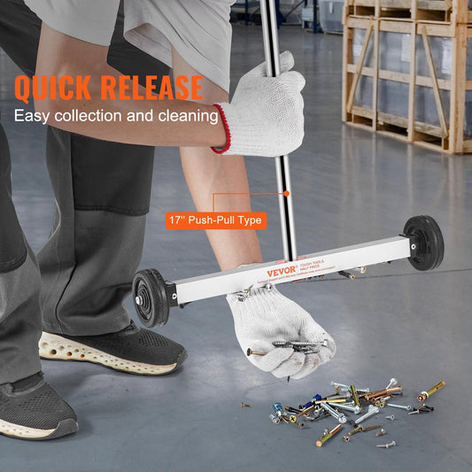 Magnetic Sweeper with Wheels, Adjustable Handle, 4.5 kg Capacity, 0.38 m Width
