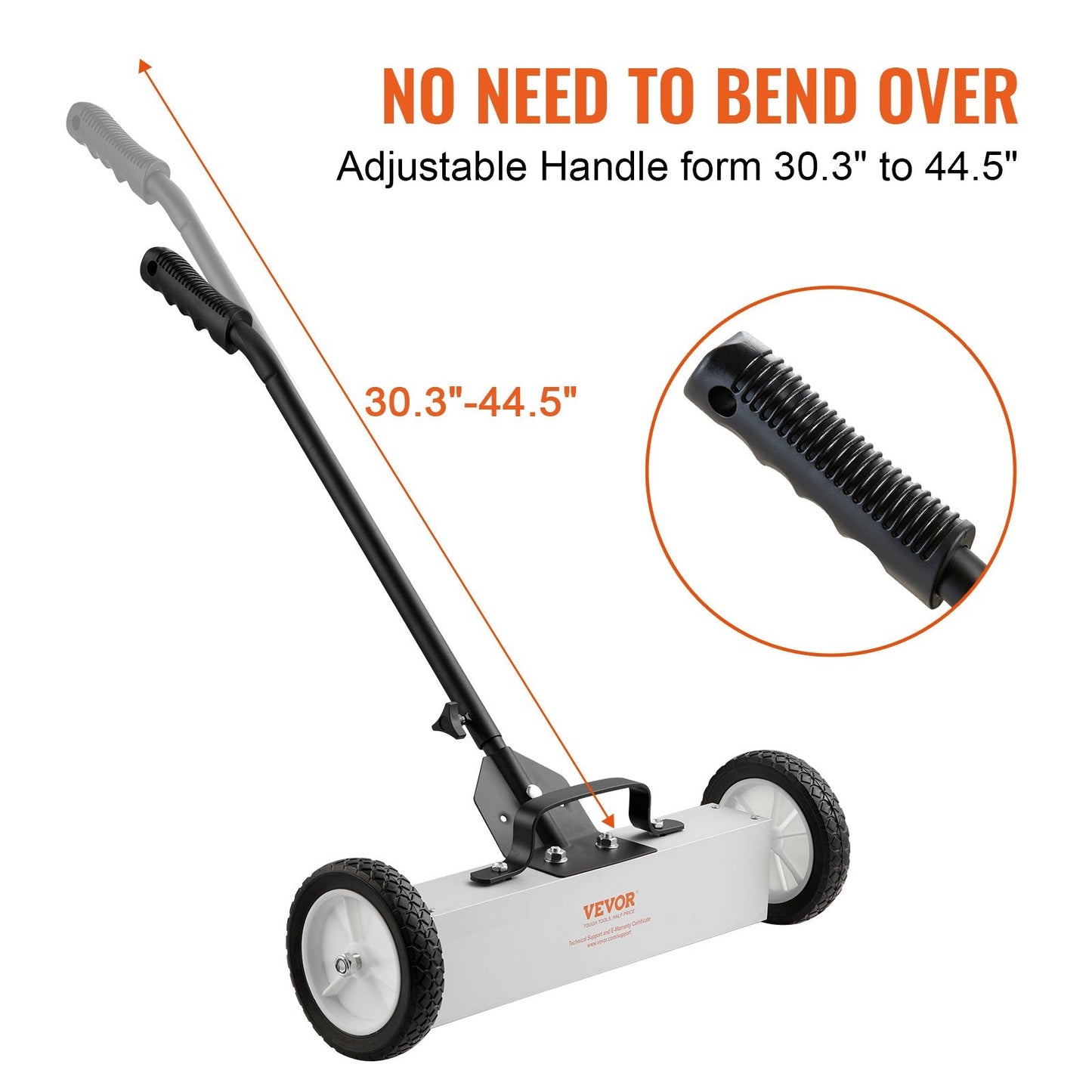 Push-Type Magnetic Lawn Sweeper with Telescoping Handle, 20.4 kg Magnet Strength