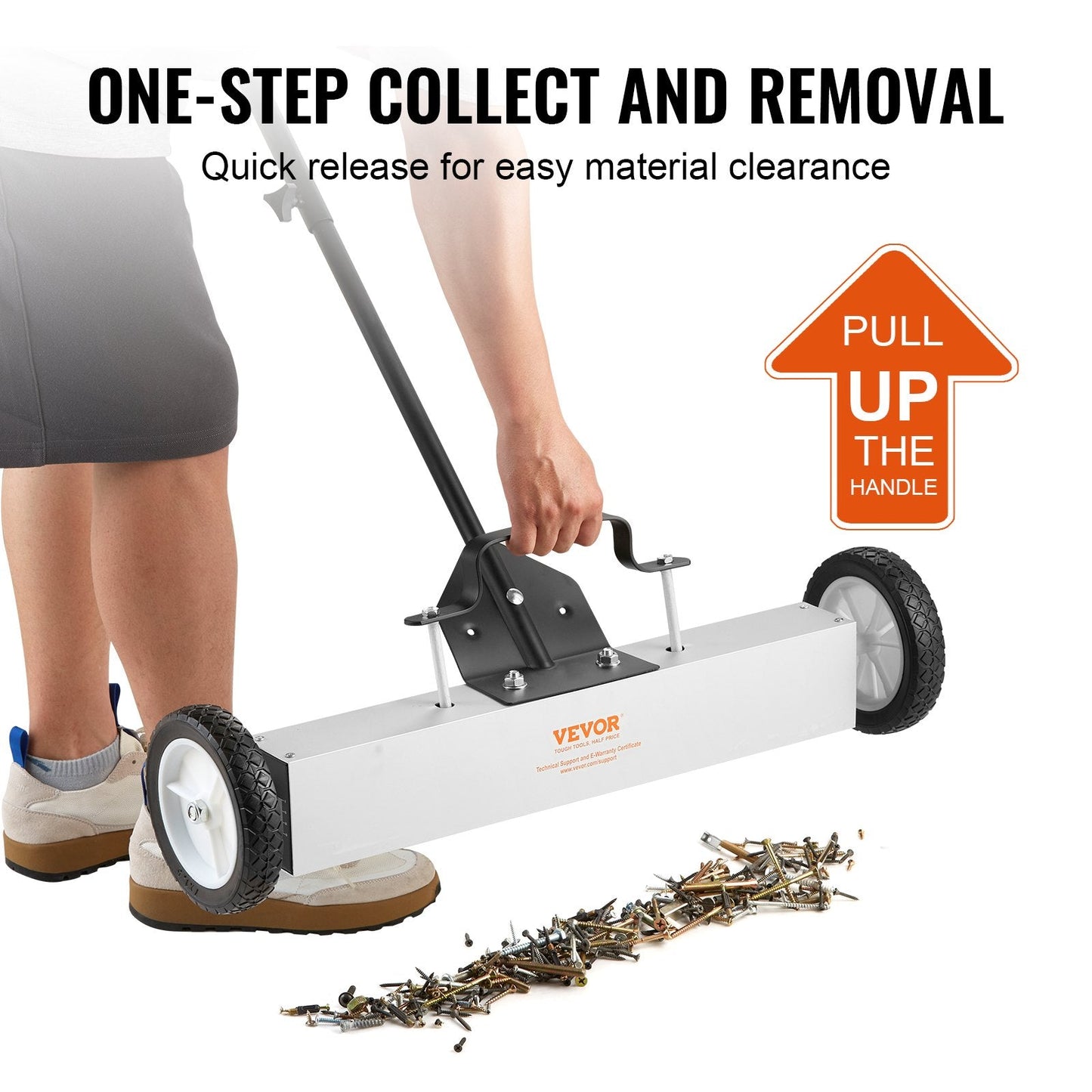 22.6 kg Push-Type Magnetic Sweeper with Telescoping Handle and Large Wheels