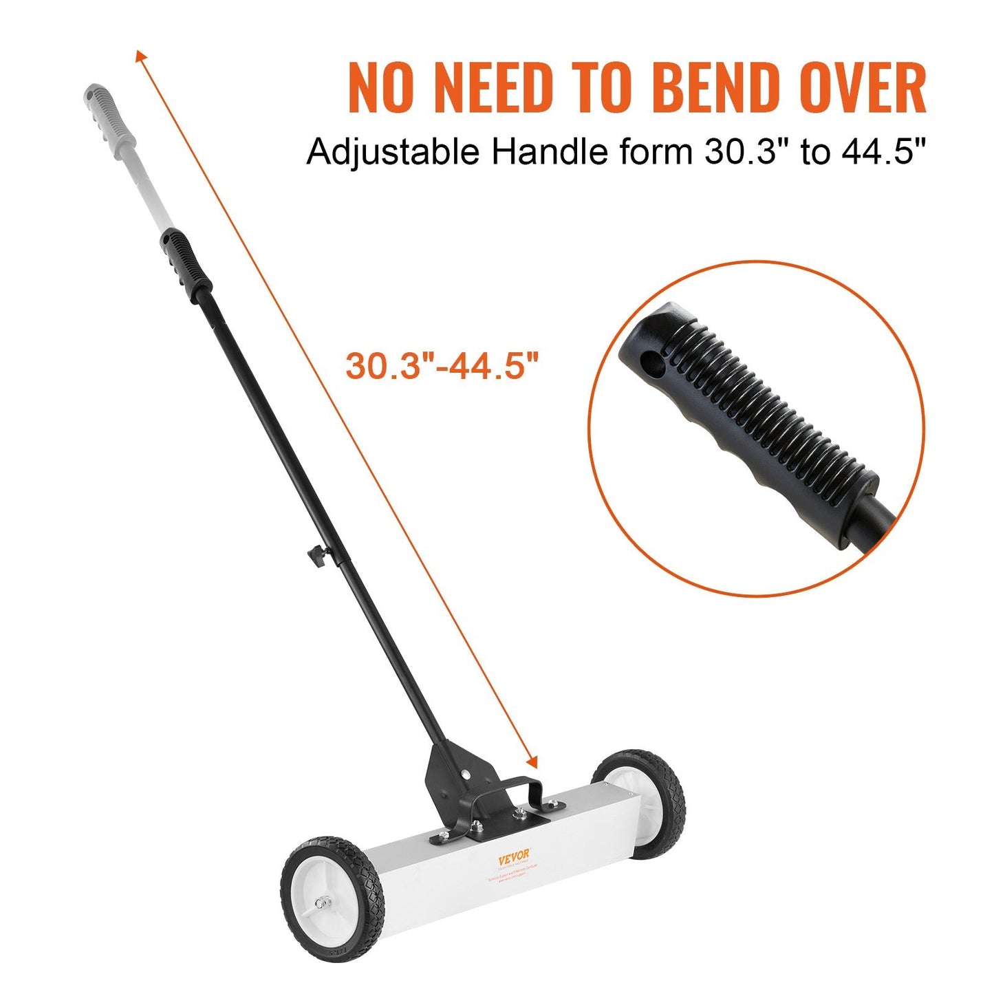 22.6 kg Push-Type Magnetic Sweeper with Telescoping Handle and Large Wheels