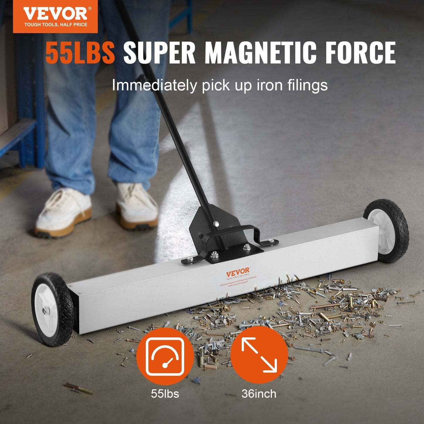 24.9 kg Push Magnetic Sweeper with Telescopic Handle and Large Wheels