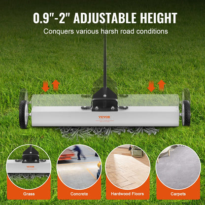 24.9 kg Push Magnetic Sweeper with Telescopic Handle and Large Wheels