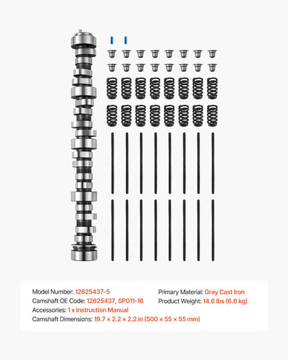 LS Truck Cam Kit, 5-Piece Set, Includes Pushrods Springs & Seals, Compatible with 1999-2013 GM Gen3/4 Norris Trucks, Fits 4.8L, 5.3L, 6.0L ,6.2L Engines, OE 12625437 SP011-16