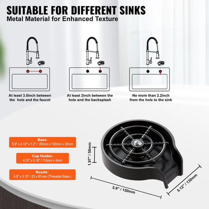 360° Rotating Glass Rinser with 10 Jets for Kitchen Sink, Durable & Efficient