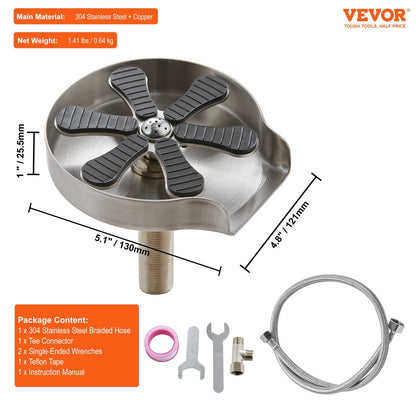 Glass Rinser with 10 Jets, 360° Rotating, Stainless Steel, for Sink Use