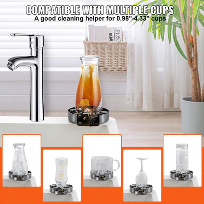 Rotating Glass Rinser with 10 Jets, Stainless Steel, for Sinks and Baby Bottles