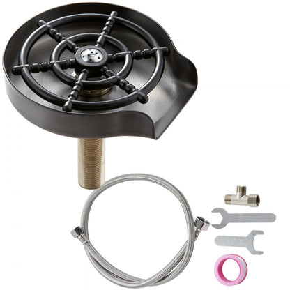 VEVOR Glass Rinser 10-Hole 360° Rotating Stainless Steel Washer ABS Cup Holder