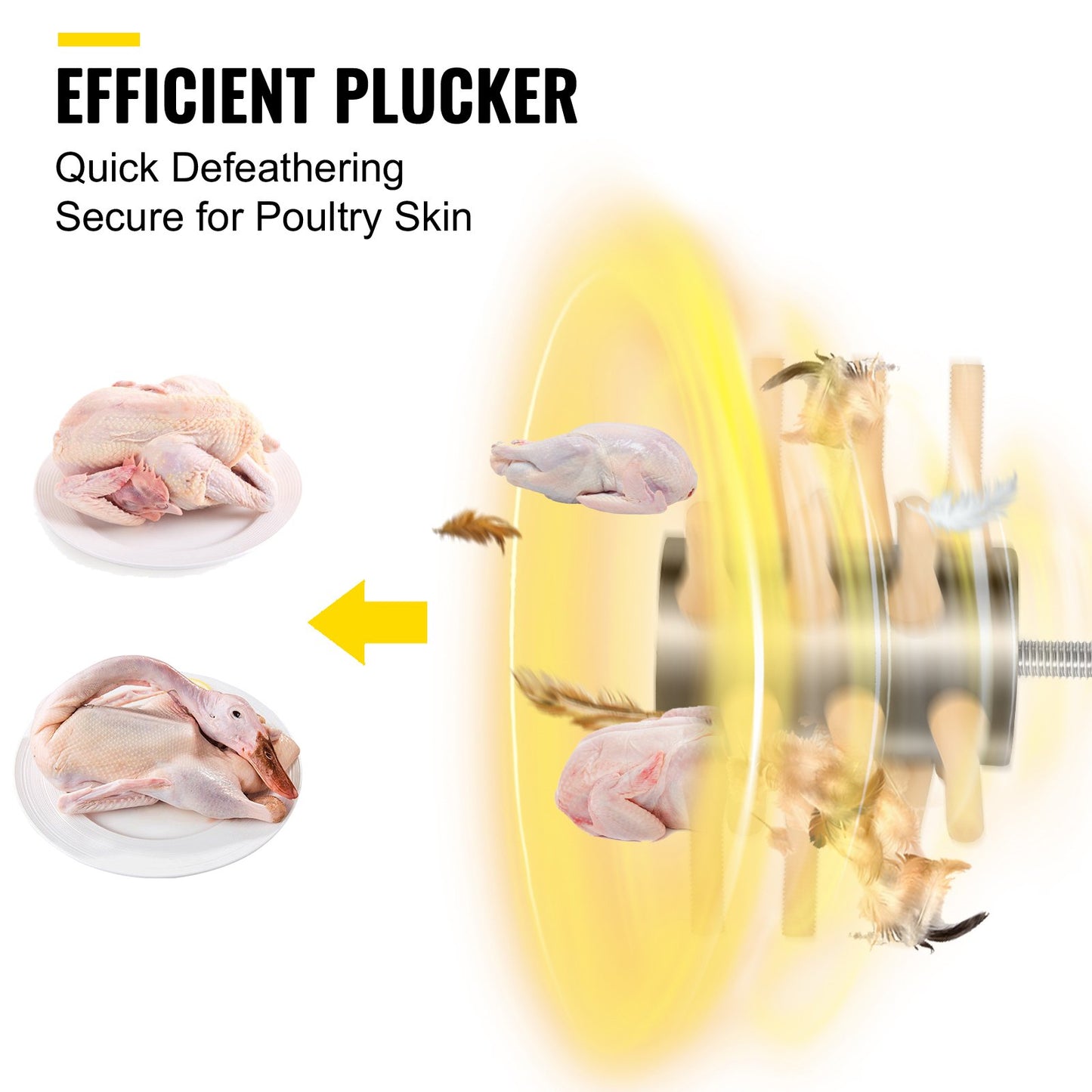 VEVOR Chicken Plucker Drill Attachment, Stainless Steel Drill Chicken Plucker, 18