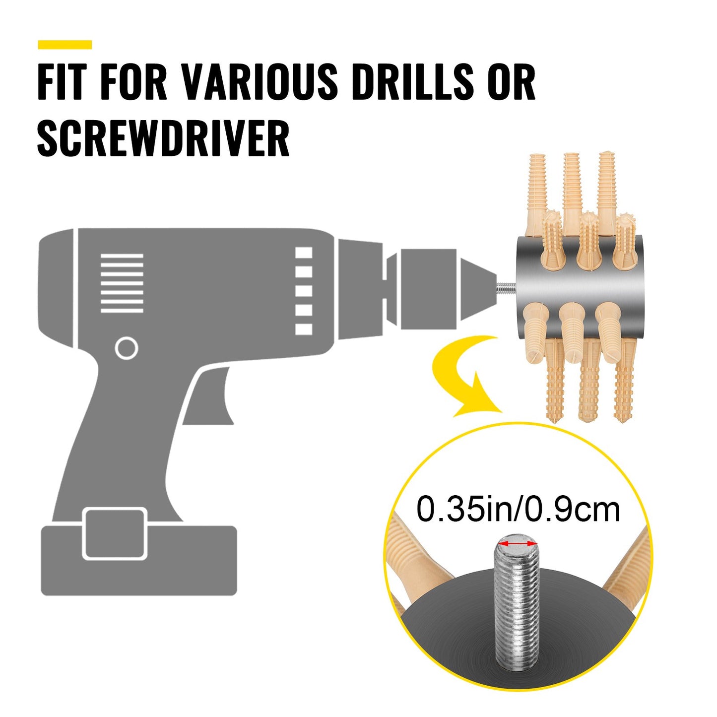 VEVOR Chicken Plucker Drill Attachment, Stainless Steel Drill Chicken Plucker, 18