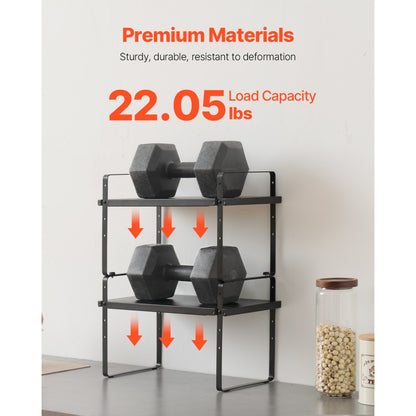 VEVOR 2 Tier Cabinet Organizer Shelf Counter Shelves Steel Storage Spice Rack