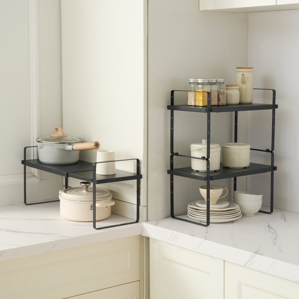 VEVOR 2 Tier Cabinet Organizer Shelf Counter Shelves Steel Storage Spice Rack