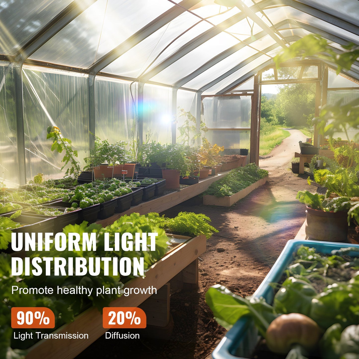 VEVOR Greenhouse Plastic Sheeting 7.6 x 7.6 m, 6 Mil Thickness Clear Greenhouse