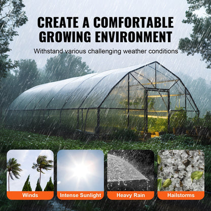 Clear 7.6 x 7.6 m Greenhouse Film, 6 Mil Thickness, UV Resistant Polyethylene