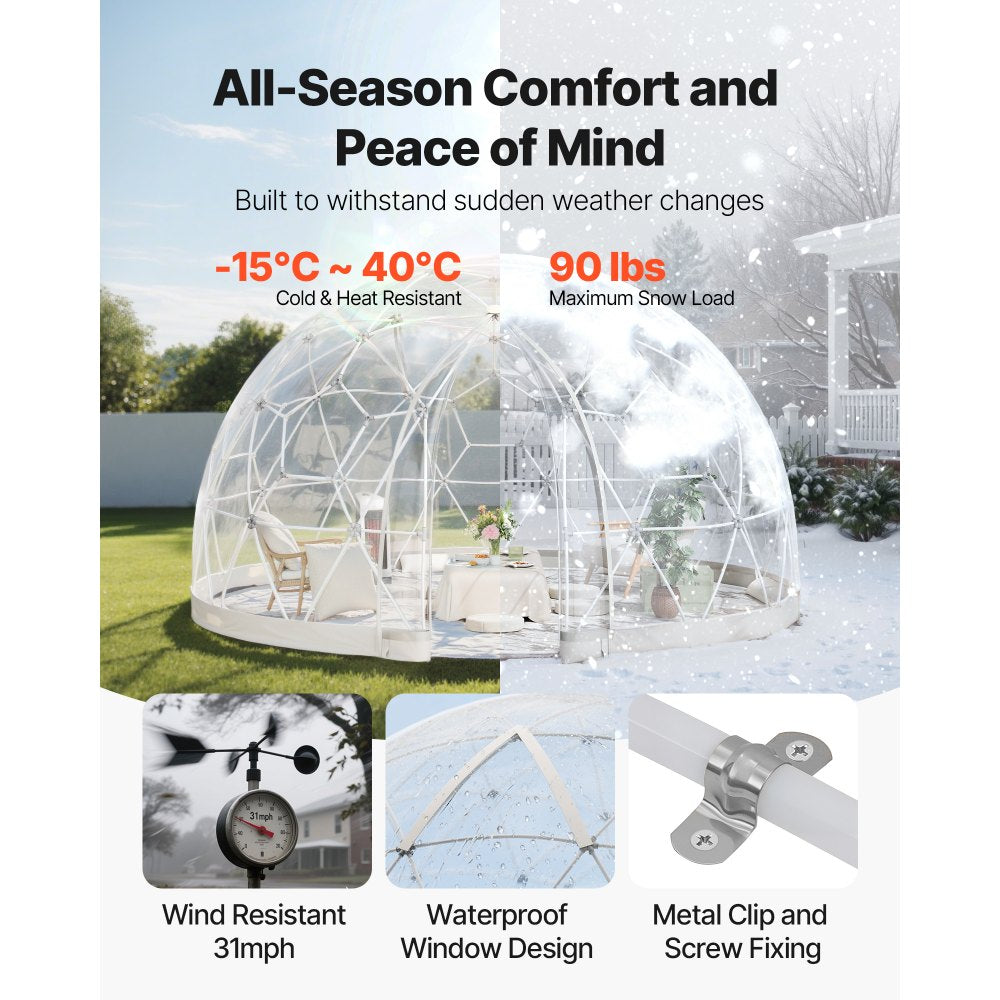 3.6 x 2.2 m Garden Bubble Tent for 4-7 Person Outdoor Clear Geodesic Dome