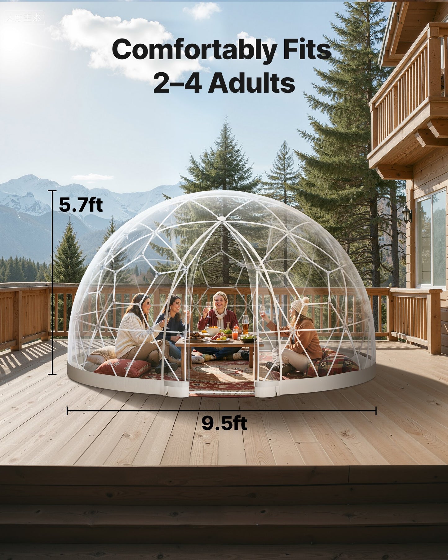 Garden Dome Tent, 2.9 x 1.75 m Outdoor Clear Bubble Tent for 2-4 Person, Weatherproof Geodesic Dome Greenhouse with Window, PVC Igloo Tents for Backyard Patios Camping Party Wedding