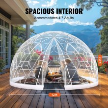 12FT Outdoor Dome Bubble Tent with 360° Views and Transparent Window