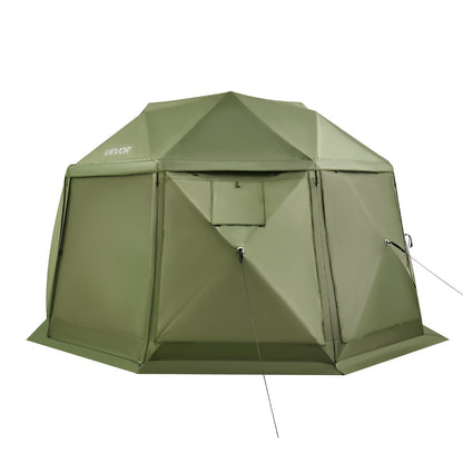 Pop up Gazebo Screen Tent, 3.96 x 3.96 m, 13-Sided Spherical Camping Canopy Tent with Removable Top & Carry Bag, Quick-Set & Bite-Proof, Screen House Sun Shelter for 10-12 Persons, Green