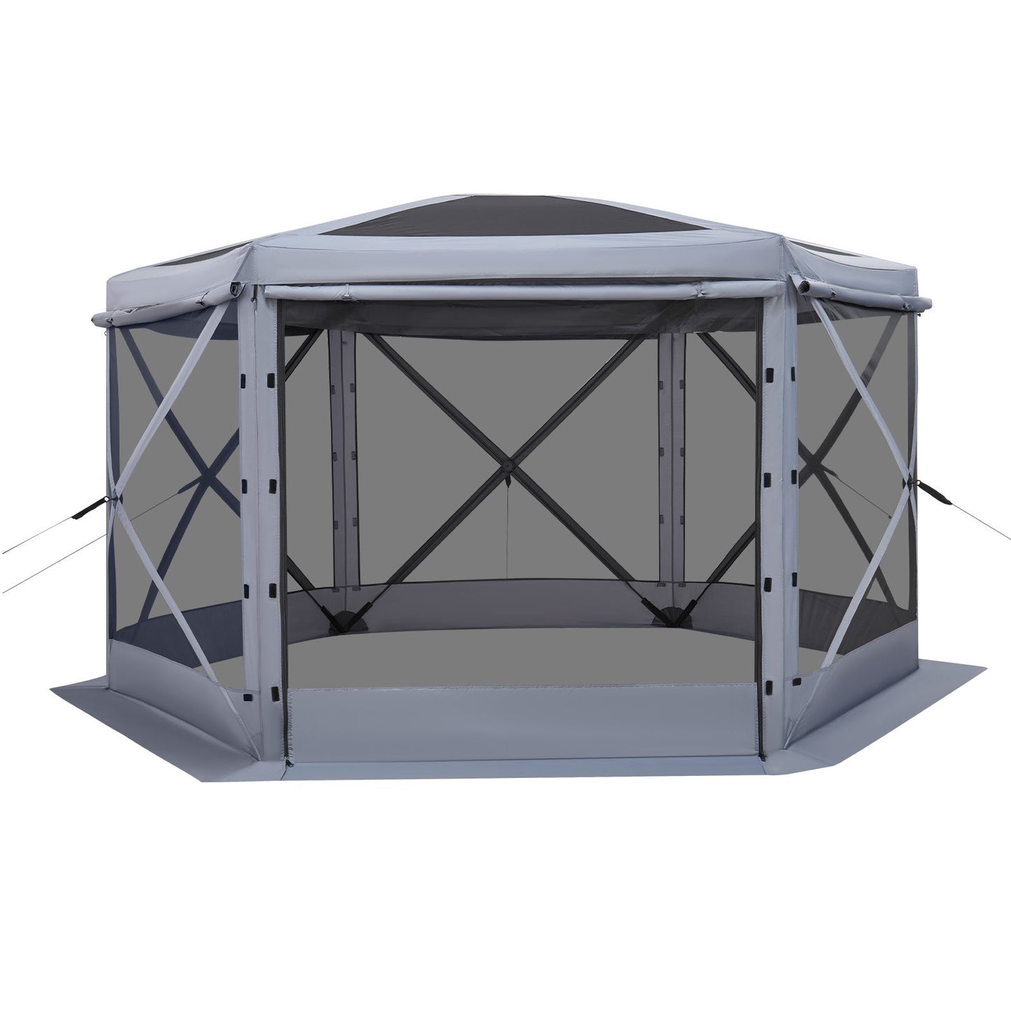 Pop up Gazebo Screen Tent, 3.6 x 3.6 m Large 6-Sided Camping Canopy Tent with Removable Top & Carry Bag, Quick-Set & Bite-Proof, Screen House Sun Shelter for 8-10 Persons Backyard Patio, Grey