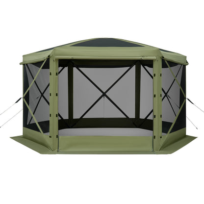 Pop up Gazebo Screen Tent, 3x3 m Large 6-Sided Camping Canopy Tent with Removable Top & Carry Bag, Quick-Set & Bite-Proof, Screen House Sun Shelter for 6-8 Persons Backyard Patio, Green