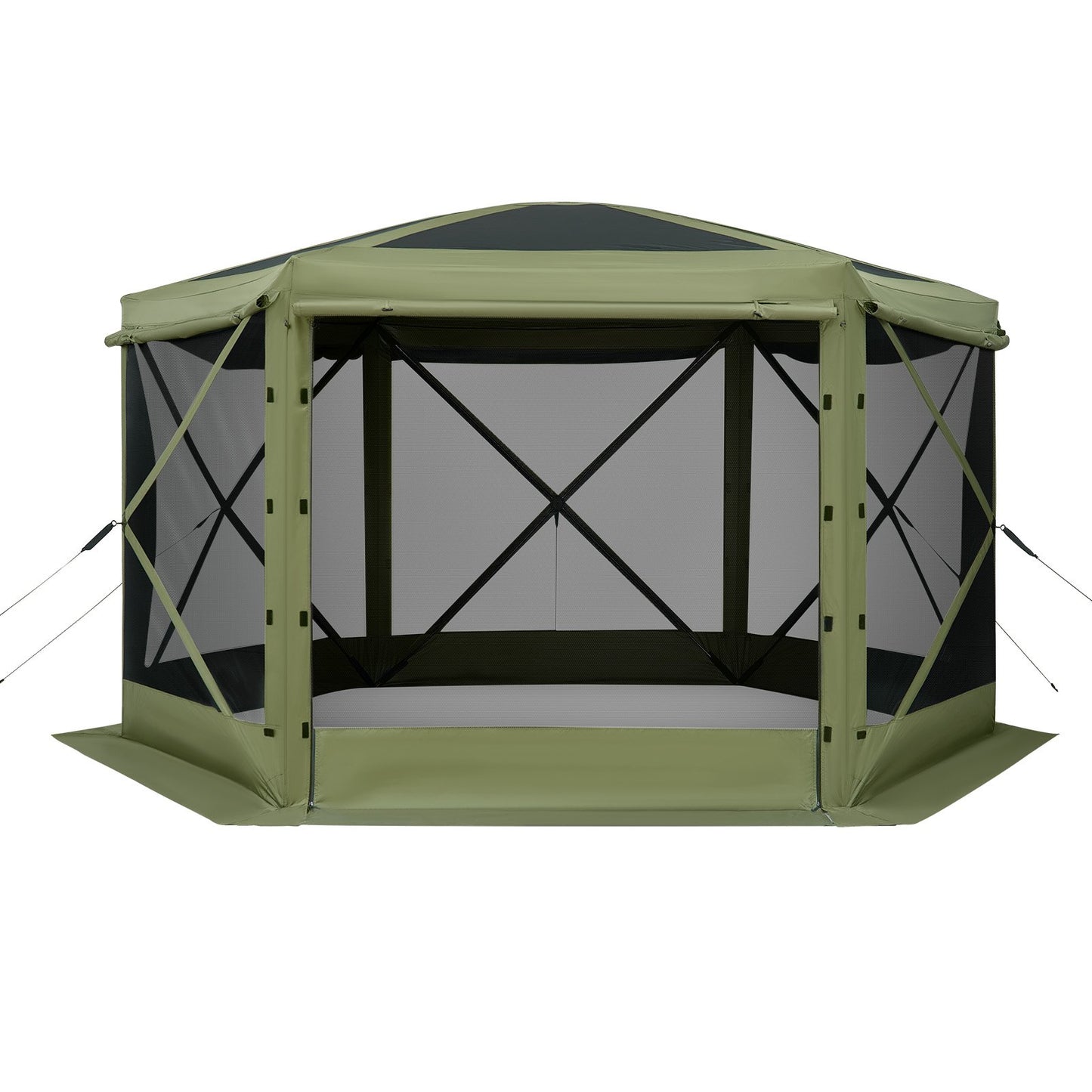 Pop up Gazebo Screen Tent, 3.6 x 3.6 m Large 6-Sided Camping Canopy Tent with Removable Top & Carry Bag, Quick-Set & Bite-Proof, Screen House Sun Shelter for 8-10 Persons Backyard Patio, Green