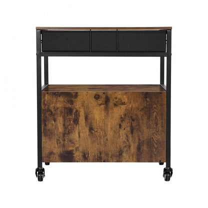 VEVOR Coffee Bar Cabinet 4-Tier Movable Coffee Bar Table with Wheels & Mesh Door