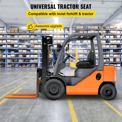 VEVOR Universal Tractor Seat, High Back, Folding Forklift Seat with Adjustable Backrest,