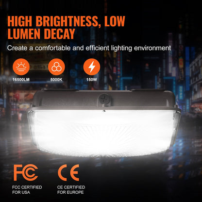150W LED Canopy Light, 16,500LM, 5000K, Outdoor, IP65, 0.315m Square, 2.6kg