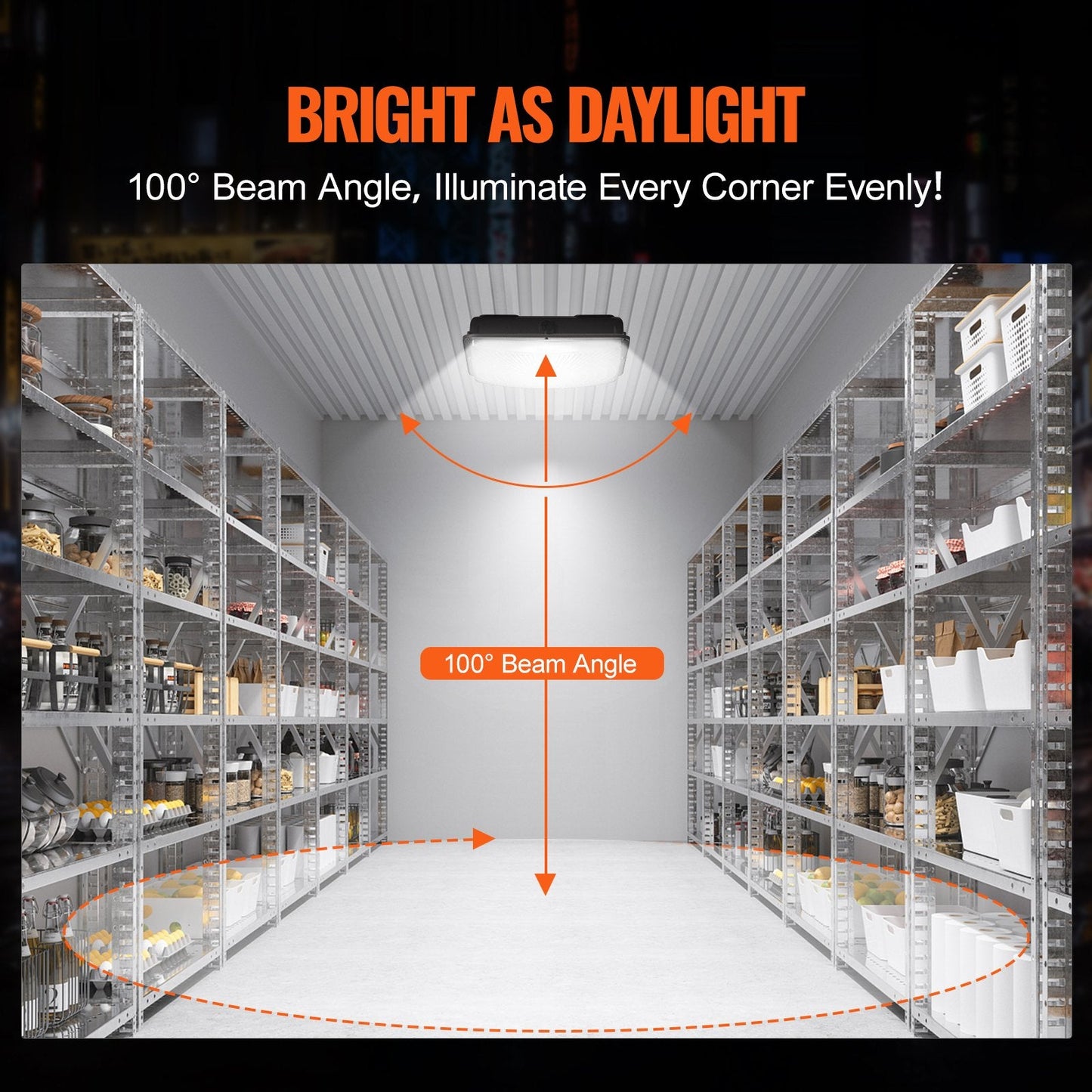 150W LED Canopy Light, 16,500LM, 5000K, Outdoor, IP65, 0.315m Square, 2.6kg