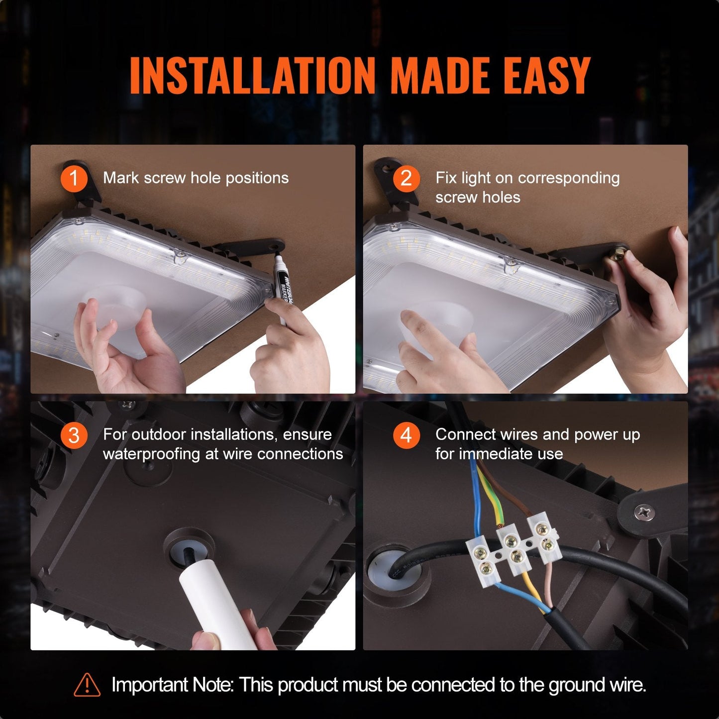 4 Pack 80W LED Canopy Lights, 8800LM, 5000K, IP65 Waterproof, Outdoor Use