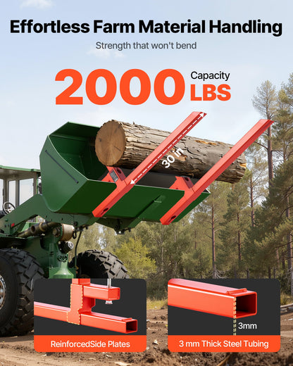 Pallet Forks, 907 kg Clamp on Pallet Forks, 109 cm Total Length Heavy-Duty Quick Attach Tractor Fork Compatible with Tractor Attachments, Loader Bucket, and Skid Steer, Orange
