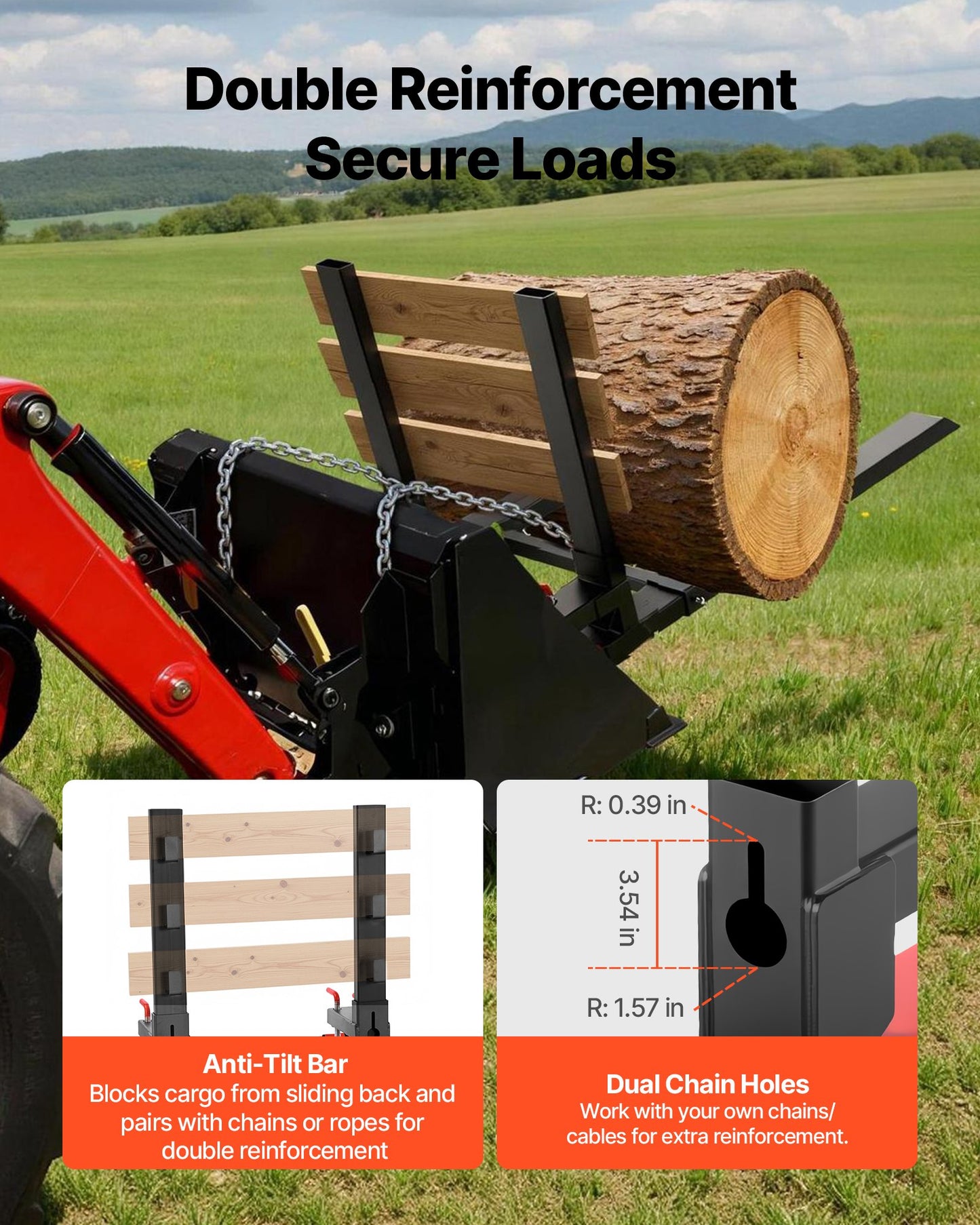 Pallet Forks, 1814 kg Clamp on Pallet Forks, 149 cm Total Length Heavy-Duty Tractor Fork with Anti-Tilt Bar & Adjustable Stabilizer Bar, Fit for Loader Bucket Skid Steer Tractor, Black