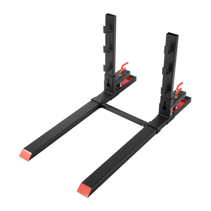 Pallet Forks, 1814 kg Clamp on Pallet Forks, 149 cm Total Length Heavy-Duty Tractor Fork with Anti-Tilt Bar & Adjustable Stabilizer Bar, Fit for Loader Bucket Skid Steer Tractor, Black