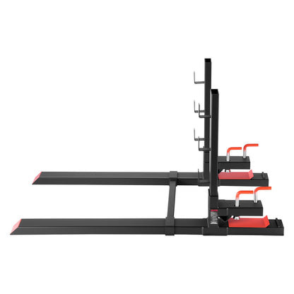 Pallet Forks, 1814 kg Clamp on Pallet Forks, 149 cm Total Length Heavy-Duty Tractor Fork with Anti-Tilt Bar & Adjustable Stabilizer Bar, Fit for Loader Bucket Skid Steer Tractor, Black