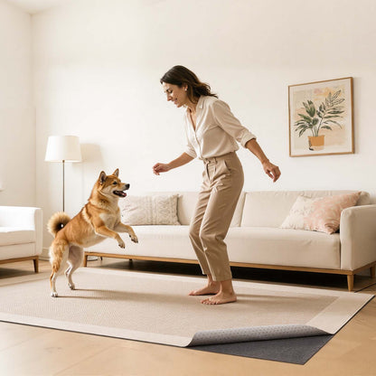 Rug Pad 3.05 x 4.27 m, Non-slip Carpet Area Pad, Rug Mat Padding with Dual Surface Felt Cushion & Rubber Gripper, Hardwood Floor Protection for All Floors, Finishes, Keeps Carpets in Place
