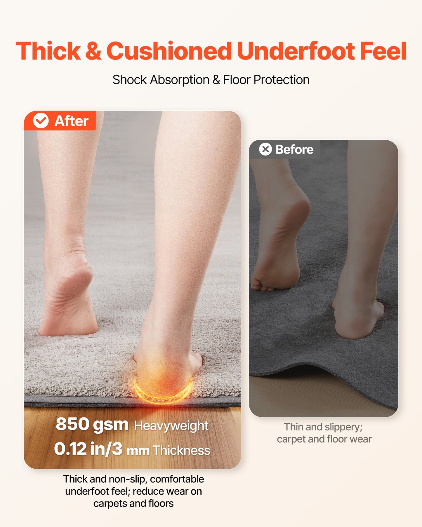 Rug Pad 1.52 x 2.13 m, Non-slip Carpet Area Pad, Rug Mat Padding with Dual Surface Felt Cushion & Rubber Gripper, Hardwood Floor Protection for All Floors, Finishes, Keeps Carpets in Place