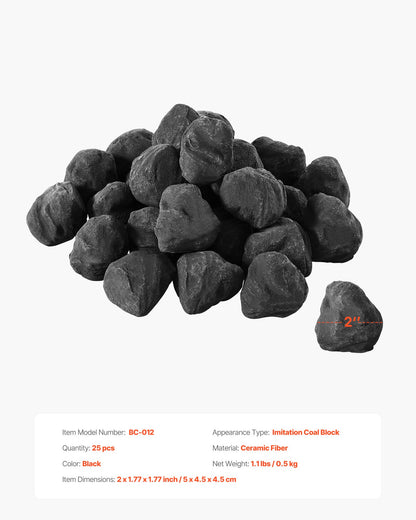Lava Rocks, 30.48-50.8 mm 25 Pcs Fire Stones Lava Rocks For Fire Pit, Reusable Fire Pit Stones Indoor & Outdoor Use,Decorative Firepit Stone for Propane/Gas Fireplace,Stove, Courtyard,Camping