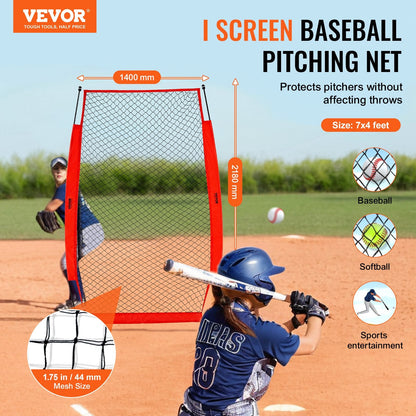 Baseball & Softball Pitching Safety Screen, 2.1x1.2m, Portable with Carry Bag