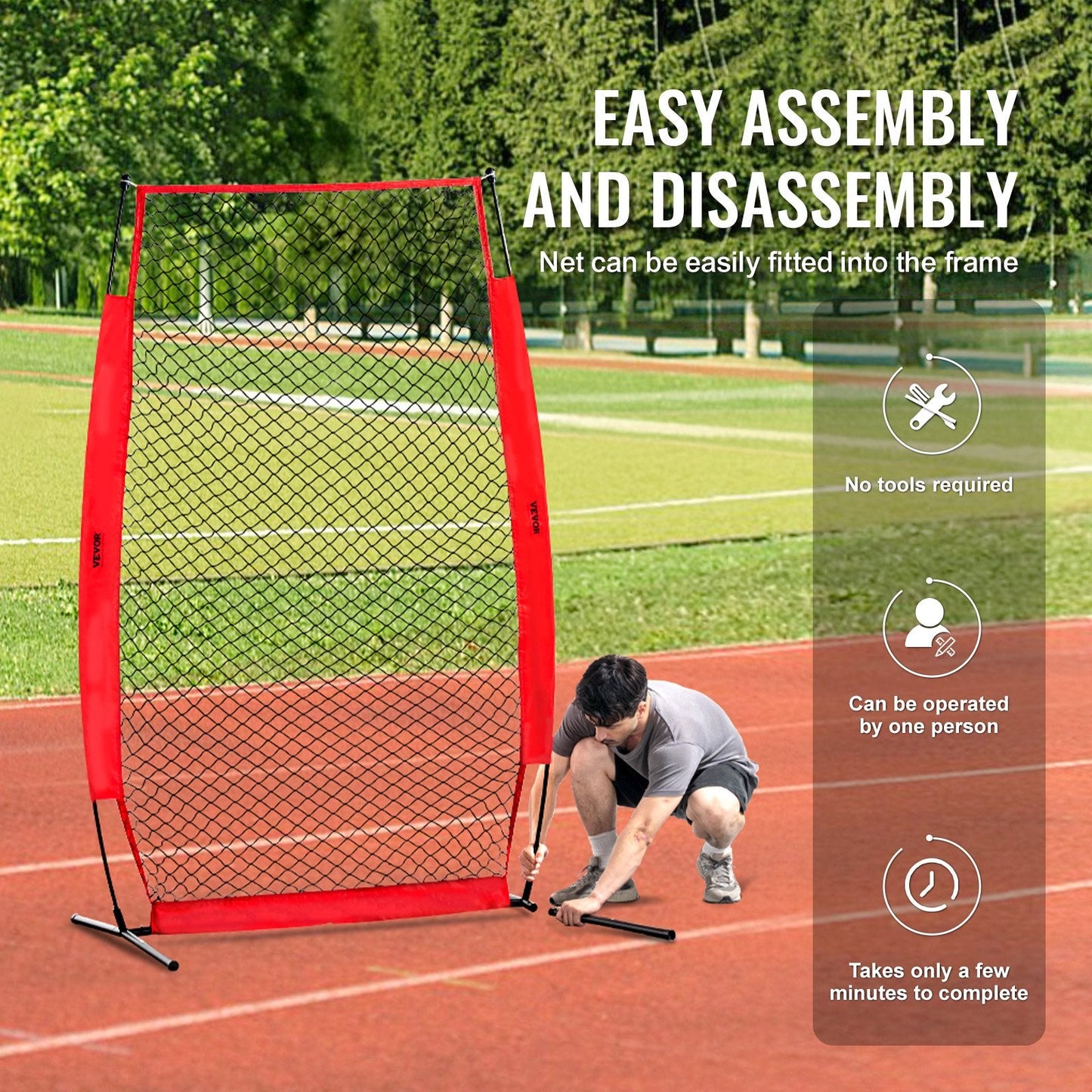 Baseball & Softball Pitching Safety Screen, 2.1x1.2m, Portable with Carry Bag