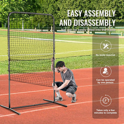 Portable 2.1x1.2m Baseball Softball Safety Screen with Carry Bag & Stakes