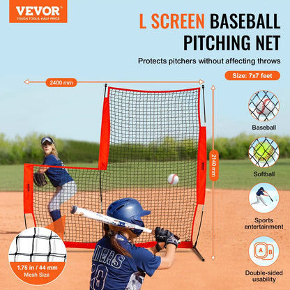 Portable 2.13m Baseball & Softball Safety Screen with Carry Bag and Stakes