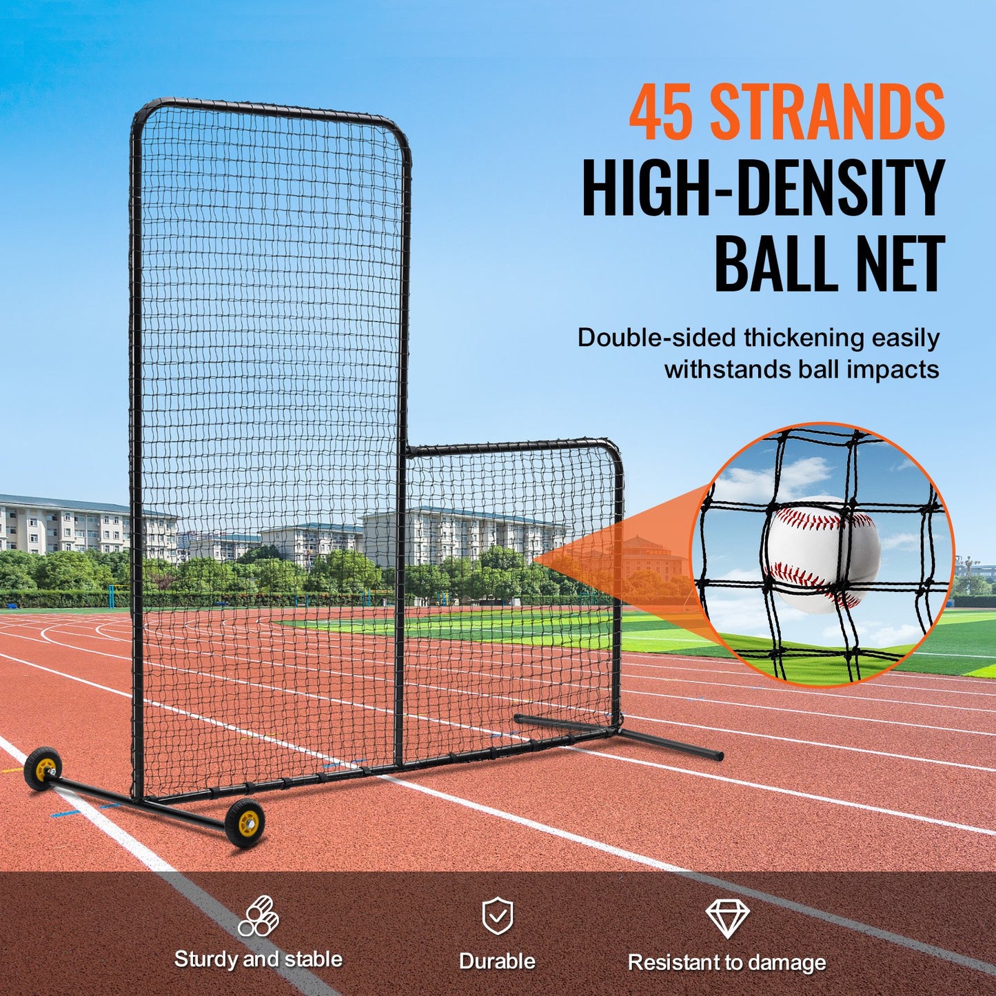VEVOR L Screen Baseball for Batting Cage, 7x7 ft Softball Safety Screen, Body Protector