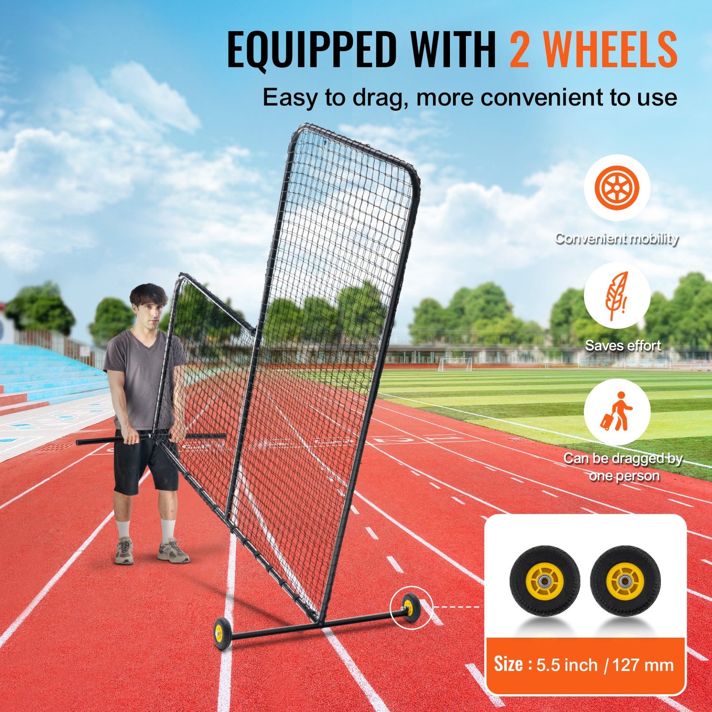 VEVOR L Screen Baseball for Batting Cage, 7x7 ft Softball Safety Screen, Body Protector
