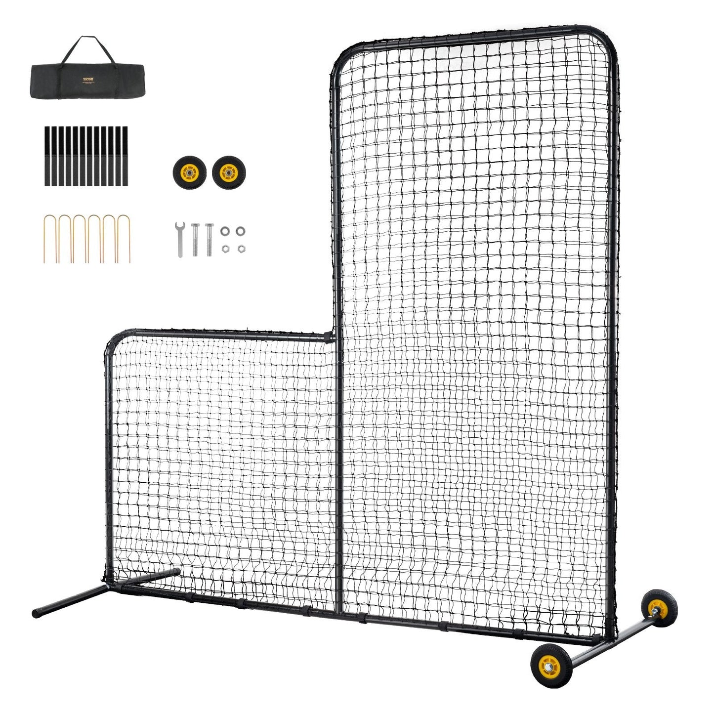 7x7 m Baseball Softball Safety Screen with Wheels and Carry Bag, Durable Net