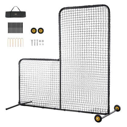 7x7 m Baseball Softball Safety Screen with Wheels and Carry Bag, Durable Net