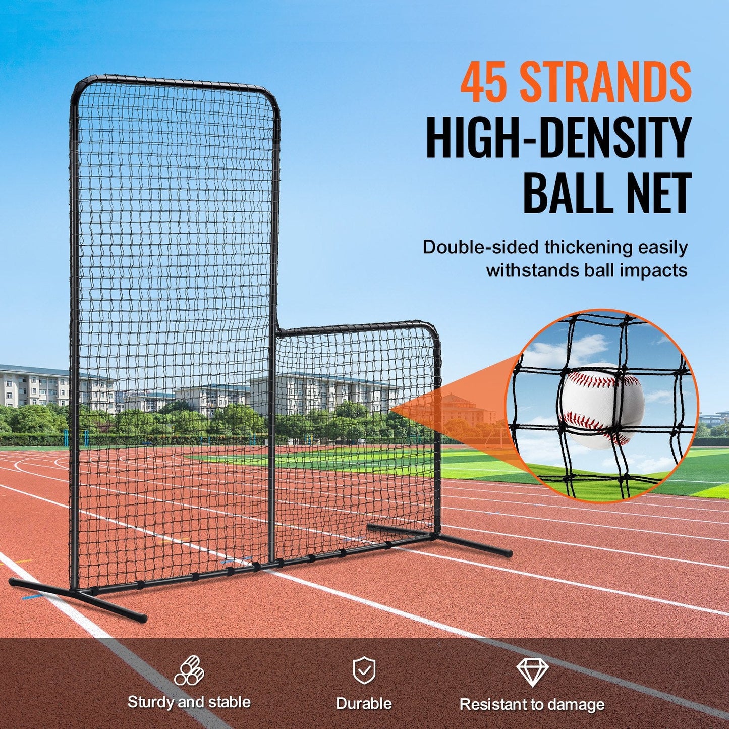 7x7 m Portable L Screen Baseball Softball Safety Net with Carry Bag & Stakes