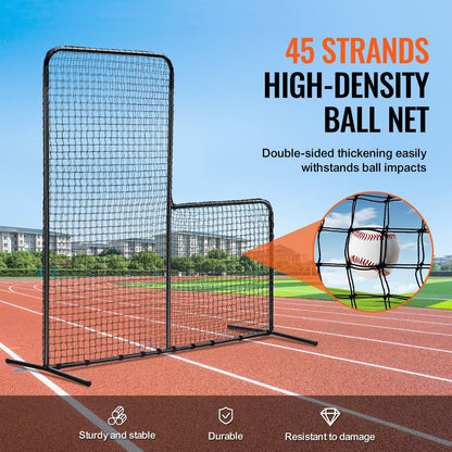 7x7 m Portable L Screen Baseball Softball Safety Net with Carry Bag & Stakes
