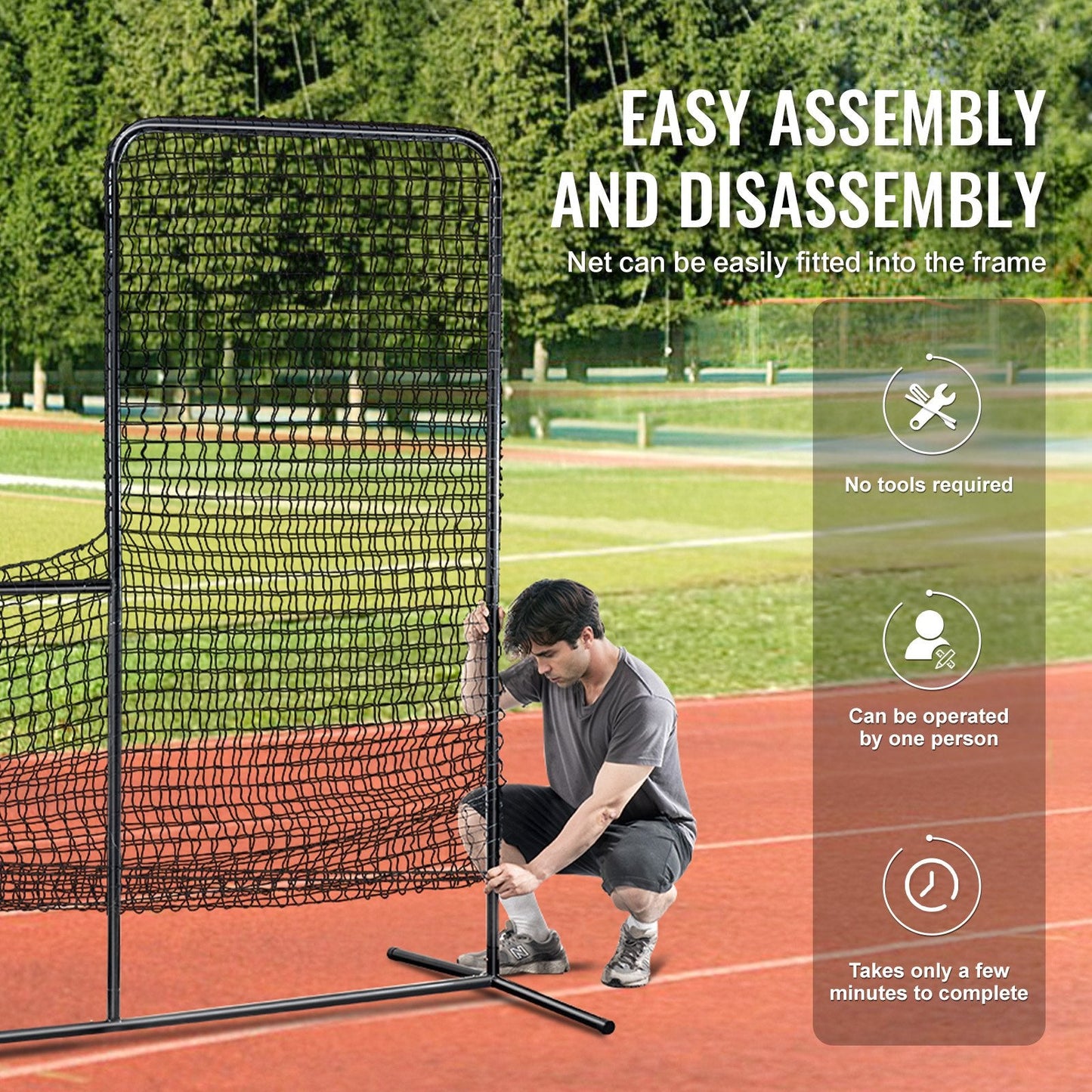 7x7 m Portable L Screen Baseball Softball Safety Net with Carry Bag & Stakes