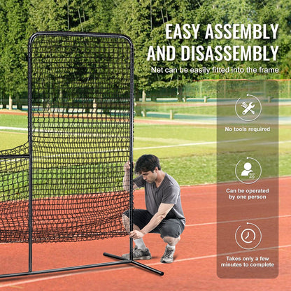 7x7 m Portable L Screen Baseball Softball Safety Net with Carry Bag & Stakes