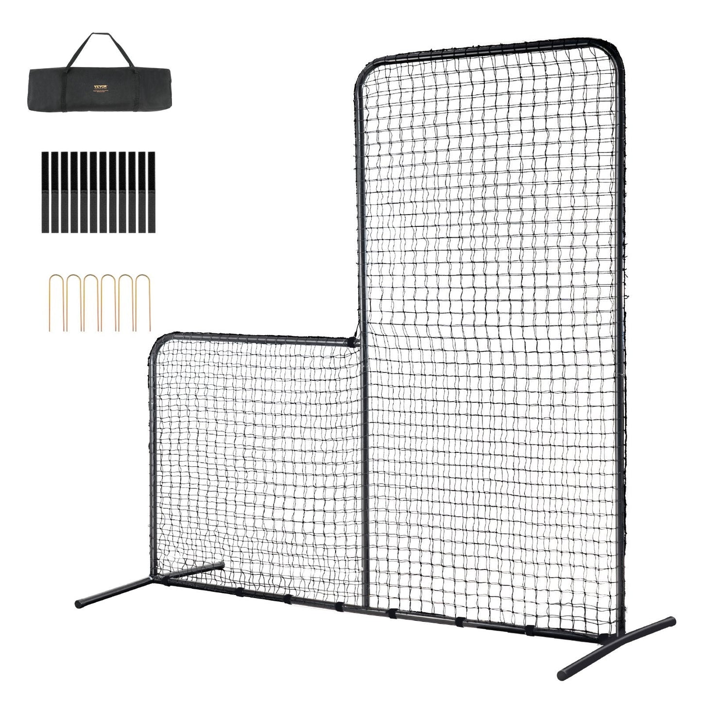 7x7 m Portable L Screen Baseball Softball Safety Net with Carry Bag & Stakes