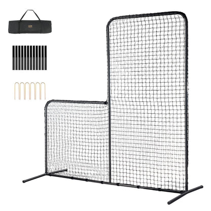 7x7 m Portable L Screen Baseball Softball Safety Net with Carry Bag & Stakes